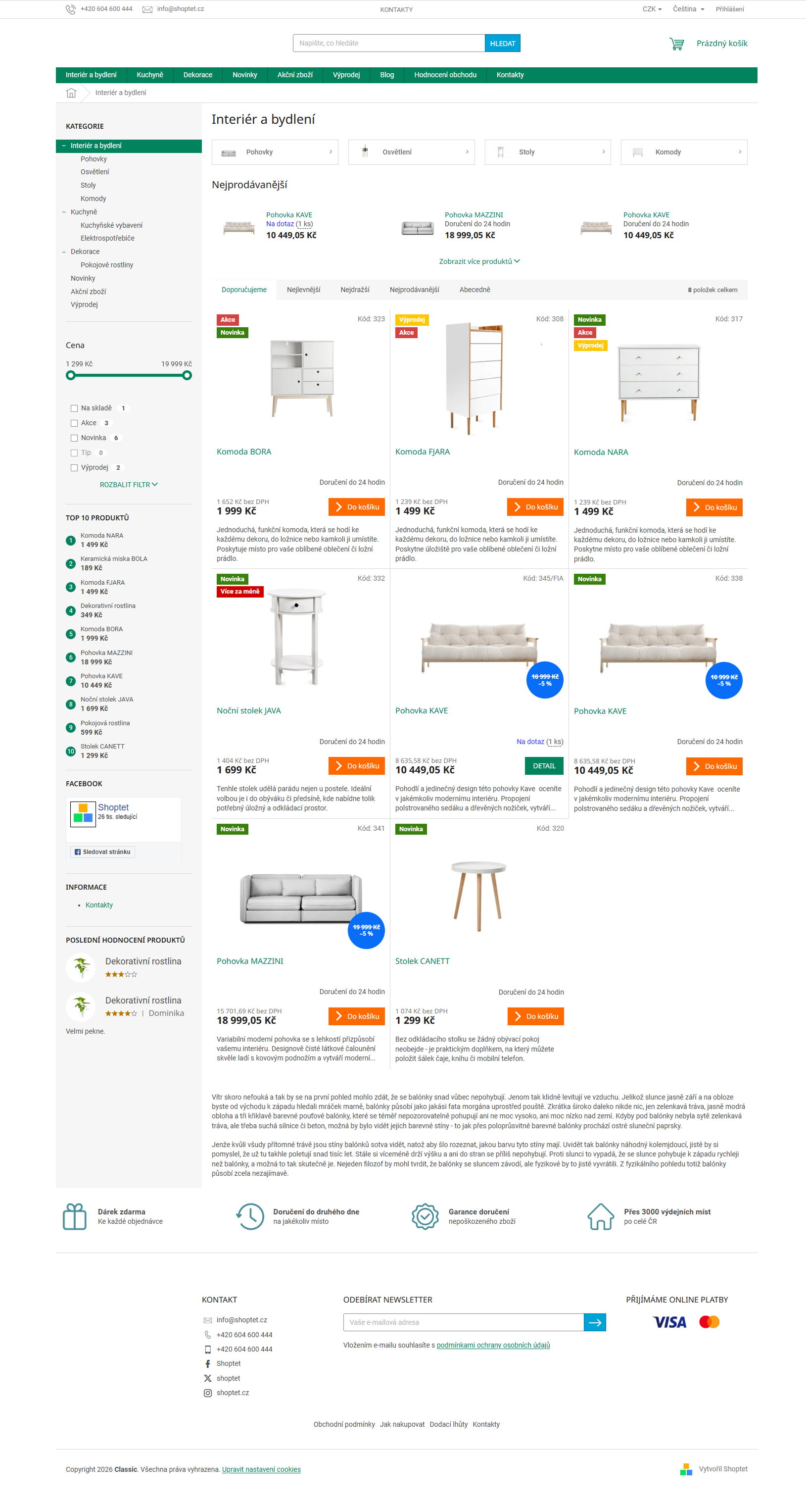 Mapa modulů — Kategorie Shoptet